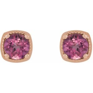 14K Rose 4 mm Natural Pink Tourmaline Earrings - BN & CO JEWELRY