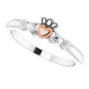 14K White/Rose Claddagh Ring - BN & CO JEWELRY