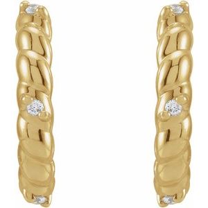 14K Yellow .03 CTW Natural Diamond Rope Huggies - BN & CO JEWELRY