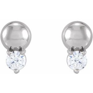 14K White 1/8 CTW Natural Diamond Bead Earrings - BN & CO JEWELRY