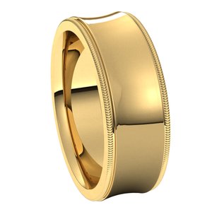 14K Yellow 7 mm Milgrain Concave Comfort Fit Band - BN & CO JEWELRY