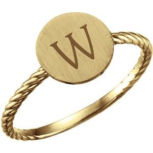 14K Yellow Round Engravable Rope Ring - BN & CO JEWELRY