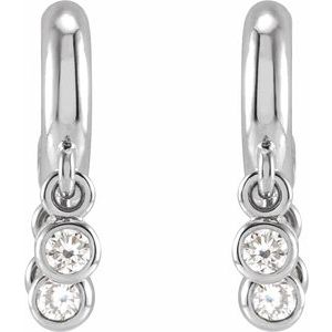 14K White 1/5 CTW Natural Diamond Fringe Hoop Earrings - BN & CO JEWELRY