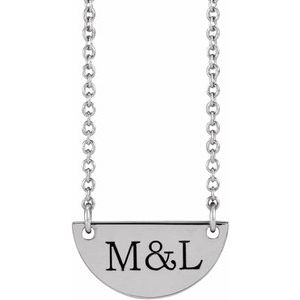 Sterling Silver Engravable Half Moon 16-18" Necklace - BN & CO JEWELRY