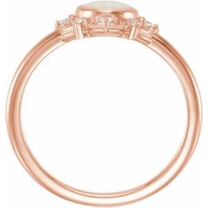 14K Rose Natural Opal & 1/10 CTW Natural Diamond Halo-Style Ring - BN & CO JEWELRY