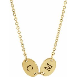 14K Yellow 2-Disc Engravable Family Disc 18" Necklace - BN & CO JEWELRY