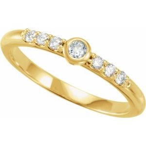 14K Yellow Natural Moonstone & 1/6 CTW Natural Diamond Stackable Ring - BN & CO JEWELRY