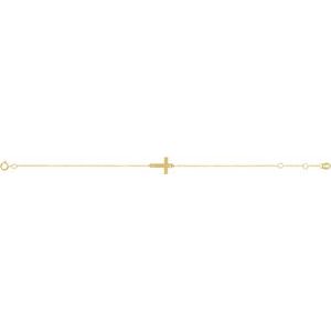 14K Yellow Cross 6 1/2-7 1/2" Bracelet - BN & CO JEWELRY