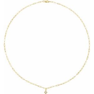 14K Yellow 1/6 CT Natural Diamond Micro Bezel-Set 18" Necklace - BN & CO JEWELRY