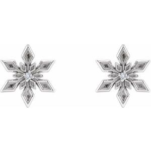 14K White .0075 CTW Natural Diamond Snowflake Earrings - BN & CO JEWELRY
