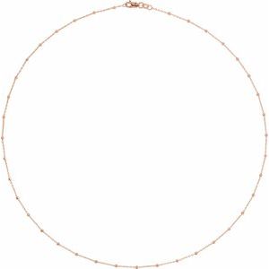 14K Rose 1.7 mm Cable 20" Chain with Faceted Beads - BN & CO JEWELRY