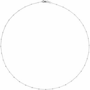 14K White 1.7 mm Cable 18" Chain with Faceted Beads - BN & CO JEWELRY