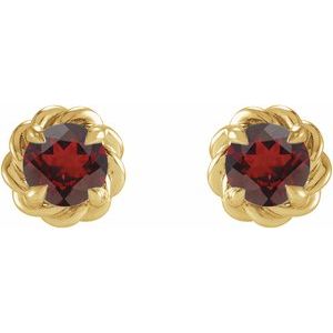 14K Yellow 4.5 mm Natural Mozambique Garnet Claw-Prong Rope Earrings - BN & CO JEWELRY