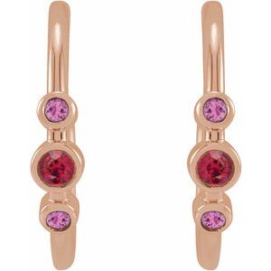 14K Rose Natural Ruby & Natural Pink Sapphire Bezel-Set Hoop Earrings - BN & CO JEWELRY