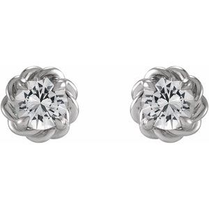 14K White 3 mm Natural White Sapphire Claw-Prong Rope Earrings - BN & CO JEWELRY