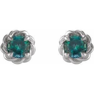 14K White 3 mm Lab-Grown Alexandrite Claw-Prong Rope Earrings - BN & CO JEWELRY