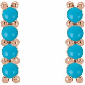 14K Rose Natural Turquoise Bar Earrings - BN & CO JEWELRY