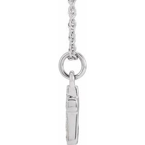 14K White .04 CTW Natural Diamond Youth Cross 15" Necklace - BN & CO JEWELRY