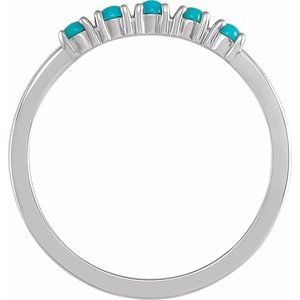 14K White Natural Turquoise Stackable Ring - BN & CO JEWELRY