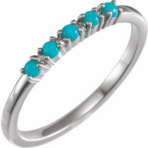 14K White Natural Turquoise Stackable Ring - BN & CO JEWELRY