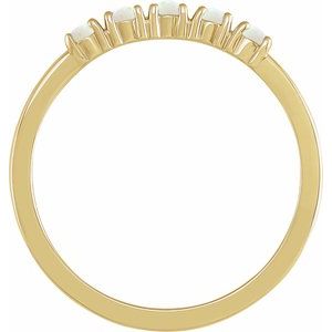 14K Yellow Natural White Opal Stackable Ring - BN & CO JEWELRY