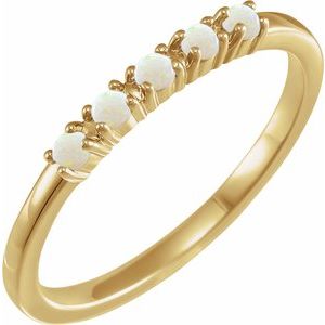 14K Yellow Natural White Opal Stackable Ring - BN & CO JEWELRY