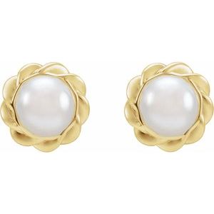 14K Yellow Cultured White Freshwater Pearl Rope Earrings - BN & CO JEWELRY