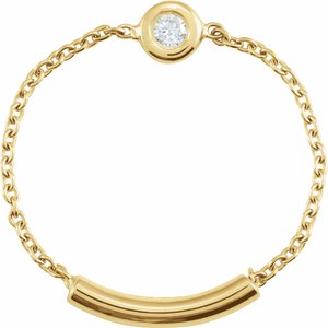 14K Yellow .02 CT Natural Diamond Bezel-Set Chain Ring Size 8 - BN & CO JEWELRY