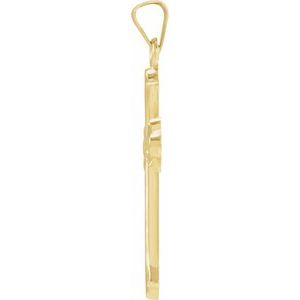 14K Yellow 33.8x17.7 mm Hollow Cross Pendant - BN & CO JEWELRY