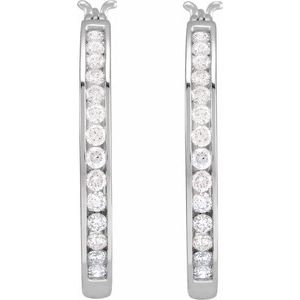 14K White 1 CTW Diamond Hoop Earrings - BN & CO JEWELRY