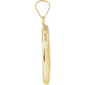 14K Yellow 13x10 mm Oval Hand Painted Porcelain St. Barbara Medal - BN & CO JEWELRY