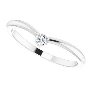 14K White .06 CT Diamond Stackable V Ring - BN & CO JEWELRY