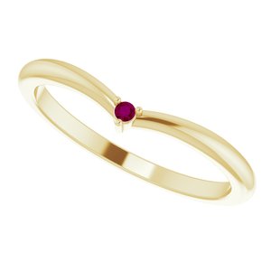14K Yellow Natural Rhodolite Garnet Stackable V Ring - BN & CO JEWELRY