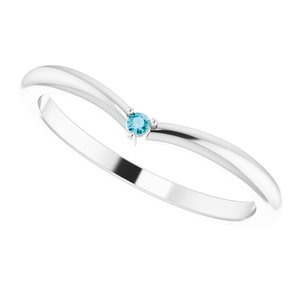 14K White Natural London Blue Topaz Stackable V Ring - BN & CO JEWELRY