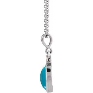 Sterling Silver 6x4 mm Natural Turquoise & .015 CT Natural Diamond 16-18" Necklace - BN & CO JEWELRY