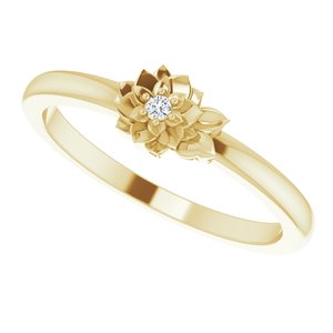 14K Yellow .015 CT Diamond Flower Ring Size 5 - BN & CO JEWELRY