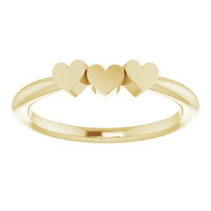 14K Yellow 3-Heart Family Engravable Ring - BN & CO JEWELRY