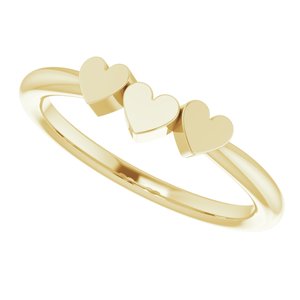 14K Yellow 3-Heart Family Engravable Ring - BN & CO JEWELRY