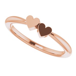 14K Rose 2-Heart Family Engravable Ring - BN & CO JEWELRY