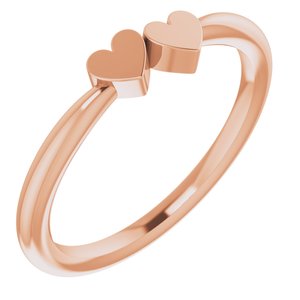 14K Rose 2-Heart Family Engravable Ring - BN & CO JEWELRY