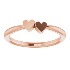 14K Rose 2-Heart Family Engravable Ring - BN & CO JEWELRY