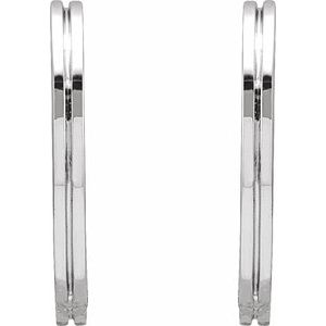 14K White 15 mm Grooved Huggie Earrings - BN & CO JEWELRY