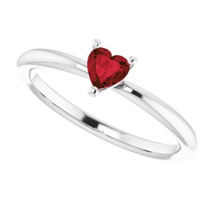 Sterling Silver Natural Mozambique Garnet Heart Solitaire Ring - BN & CO JEWELRY