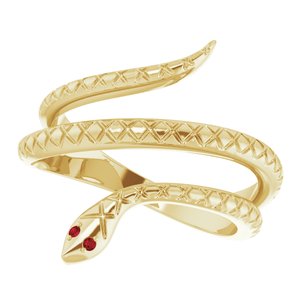 14K Yellow Natural Mozambique Garnet Snake Ring - BN & CO JEWELRY