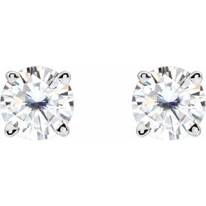 14K White 4.5 mm Stuller Lab-Grown Moissanite Stud Earrings with Friction Post - BN & CO JEWELRY