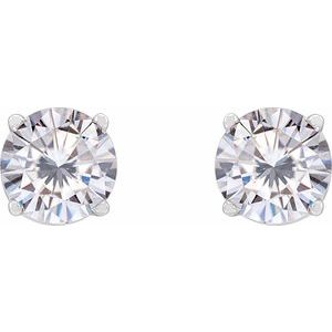 14K White 5.5 mm Stuller Lab-Grown Moissanite Stud Earrings with Friction Post - BN & CO JEWELRY