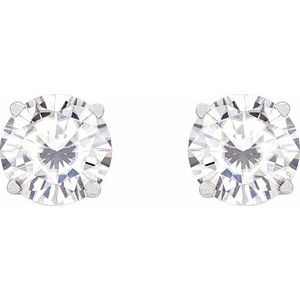 14K White 6.5 mm Stuller Lab-Grown Moissanite Stud Earrings with Friction Post - BN & CO JEWELRY
