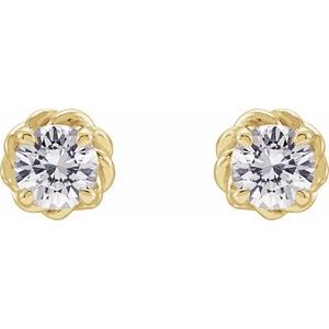 14K Yellow 4 mm Natural White Sapphire Claw-Prong Rope Earrings - BN & CO JEWELRY