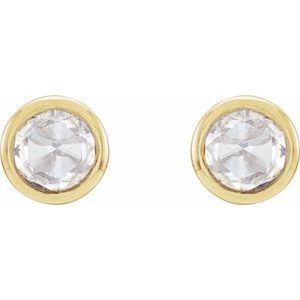 14K Yellow 1/8 CTW Rose-Cut Natural Diamond Bezel-Set Earrings - BN & CO JEWELRY