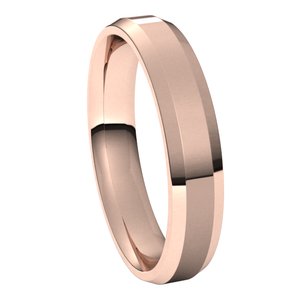 18K Rose 4 mm Beveled Edge Comfort Fit Light Band Size 10 - BN & CO JEWELRY